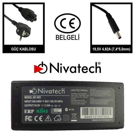 Nivatech BC 903 AC/DC LAPTOP POWER SUPPLY 19,5V 3,34A (4,5*3,0mm) For DELL Nivatech BC 903 AC/DC LAPTOP POWER SUPPLY 19,5V 3,34A (4,5*3,0mm) For DELL