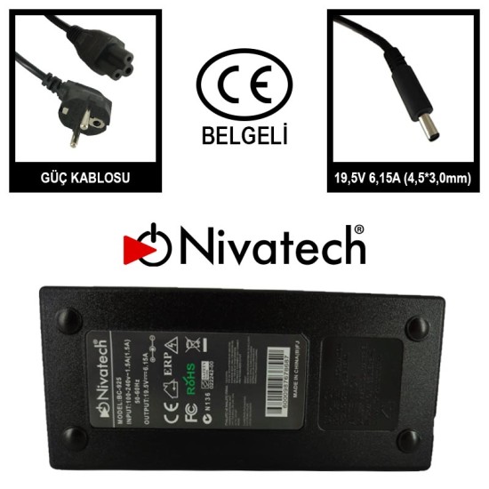 Nivatech BC 925 AC/DC LAPTOP POWER SUPPLY 19,5V 6,15A (4,5*3,0mm) For DELL Nivatech BC 925 AC/DC LAPTOP POWER SUPPLY 19,5V 6,15A (4,5*3,0mm) For DELL