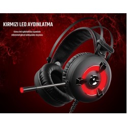 Rampage Miracle-X2 Kırmızı Led 7.1 Surround Sound System Mikrofonlu Oyuncu Kulaklığı