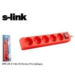 S-link SPG-ZX-5 1.5m 5'li Kırmızı Priz Çoklayıcı S-link SPG-ZX-5 1.5m 5'li Kırmızı Priz Çoklayıcı