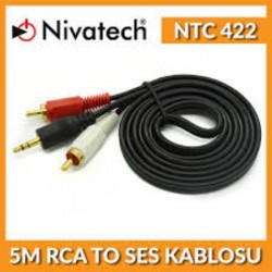 NİVATECH NTC-422 5 M 3,5 MM DC 2 RCA KABLO NİVATECH NTC-422 5 M 3,5 MM DC 2 RCA KABLO