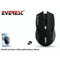 Everest KM-230 Usb Siyah 2.4Ghz Optik Kablosuz Mouse Everest KM-230 Usb Siyah 2.4Ghz Optik Kablosuz Mouse